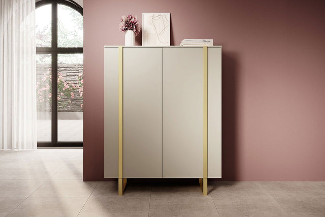 Komoda Verica z metalowymi nogami 120 cm - kaszmir / złote nóżki