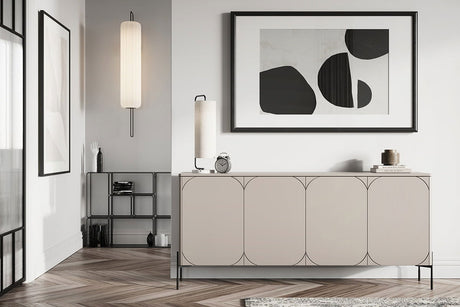 Komoda czterodrzwiowa z czterema ukrytymi szufladami Sonatia 200 cm - kaszmir