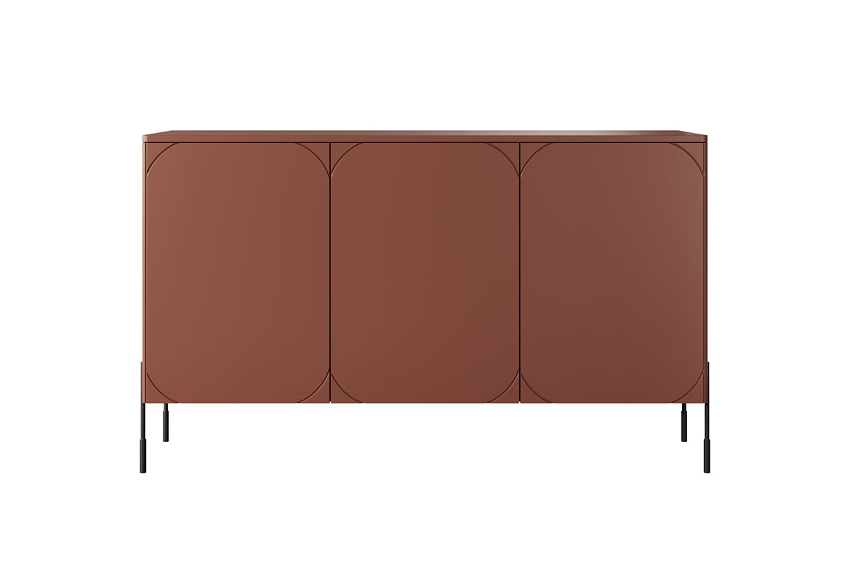 Komoda trzydrzwiowa z czterema ukrytymi szufladami Sonatia 150 cm - burgund