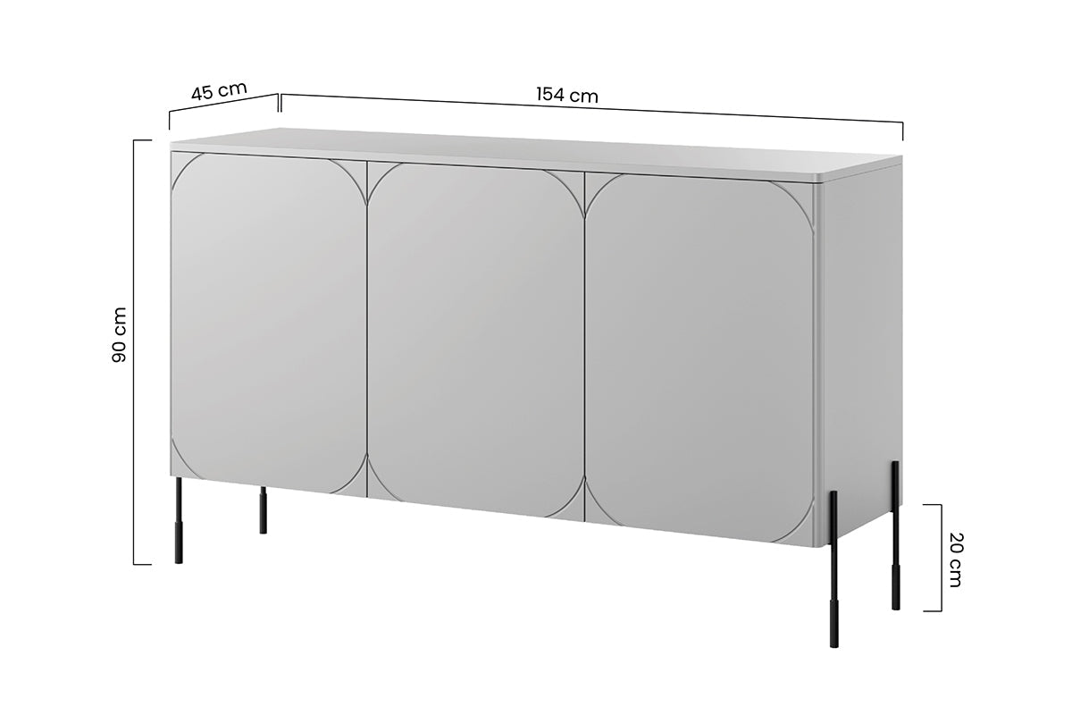 Komoda trzydrzwiowa z czterema ukrytymi szufladami Sonatia 150 cm - burgund