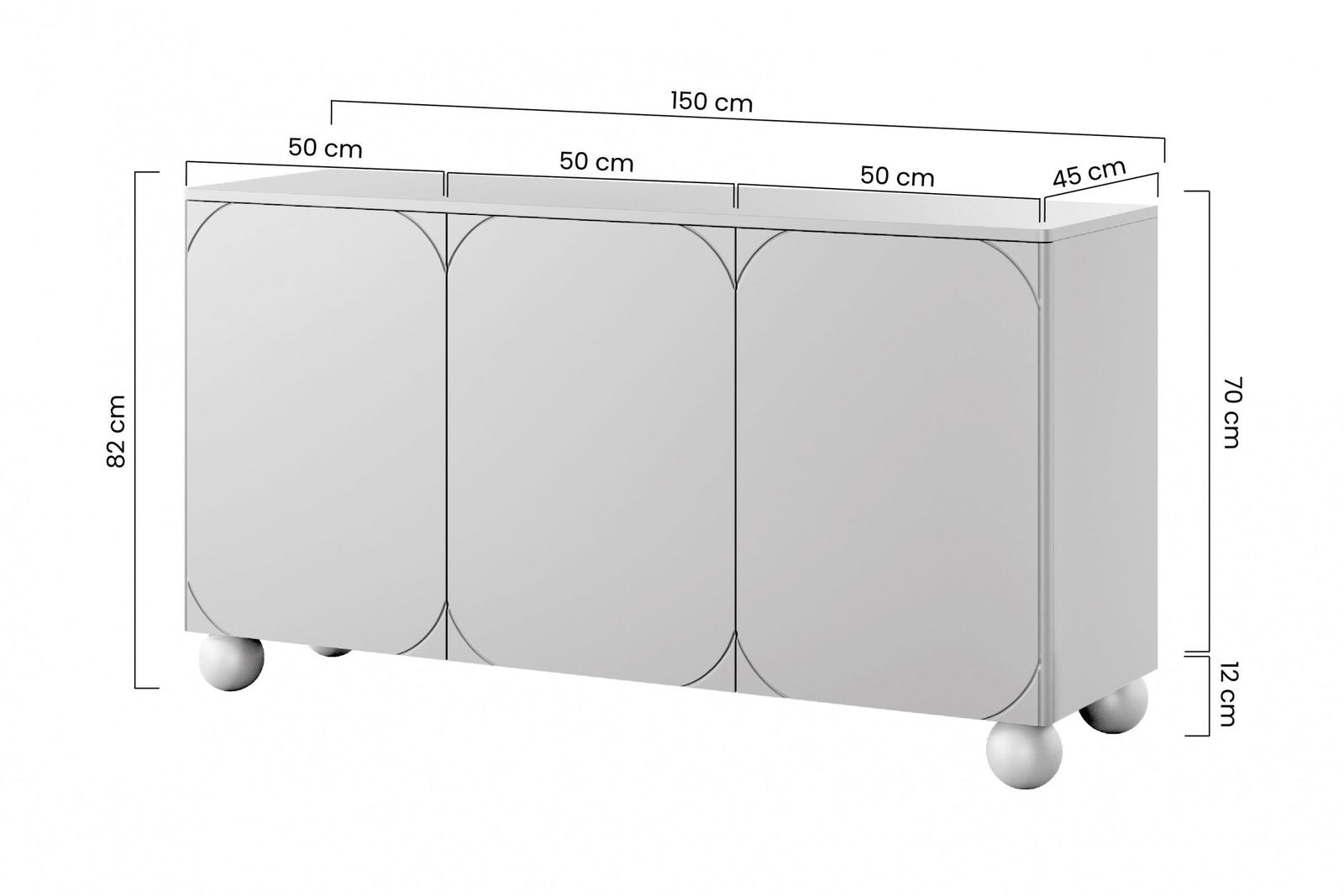 Komoda trzydrzwiowa z czterema ukrytymi szufladami Sonatia II 150 cm - burgund