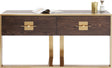 Konsola Osaka fornir jesion, dwie szuflady i złota metalowa podstawa
