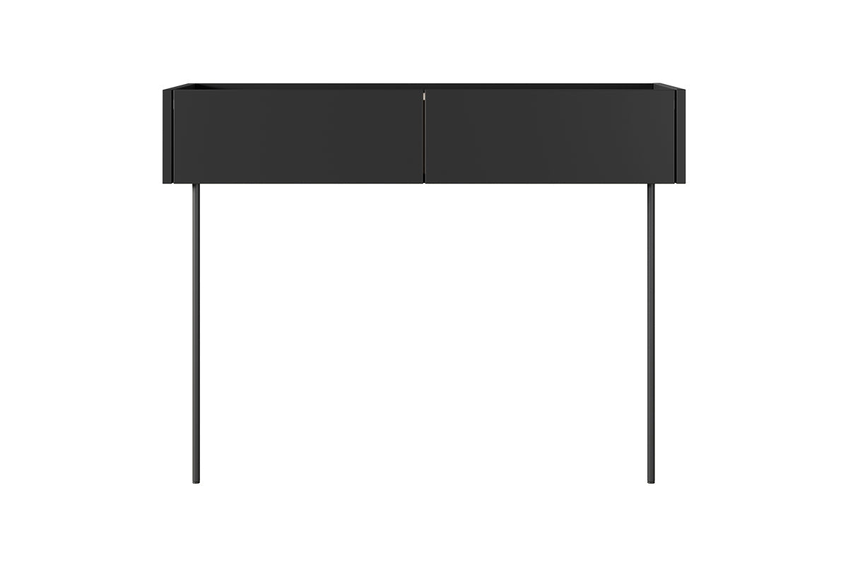 Konsola / toaletka Desin z szufladami i metalowymi nogami 100 cm - czarny mat / dąb nagano