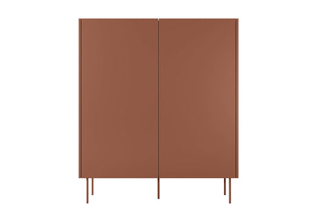 Kredens Desin z ukrytymi szufladami i metalowymi nogami 120 cm - ceramic red / dąb nagano
