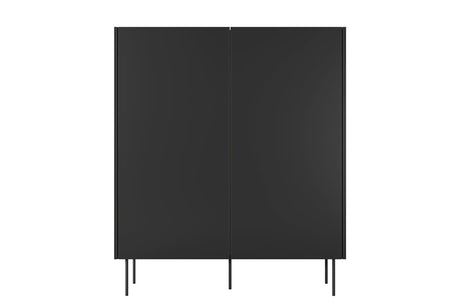 Kredens Desin z ukrytymi szufladami i metalowymi nogami 120 cm - czarny mat / dąb nagano