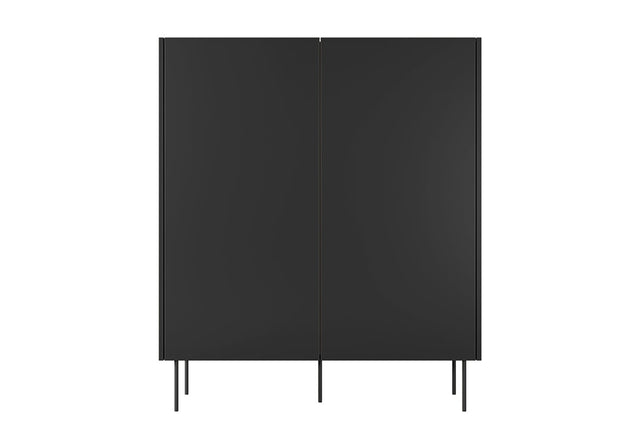 Kredens Desin z ukrytymi szufladami i metalowymi nogami 120 cm - czarny mat / dąb nagano