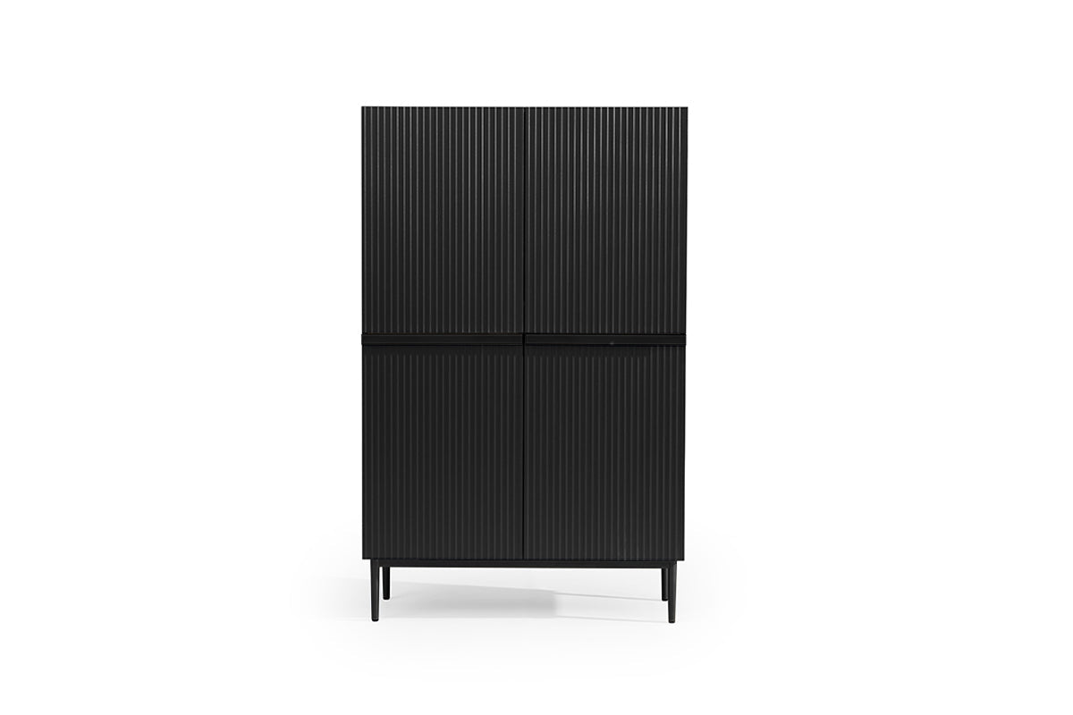 Kredens Nicole z metalowymi uchwytami i nogami 100 cm - czarny mat / czarne nóżki