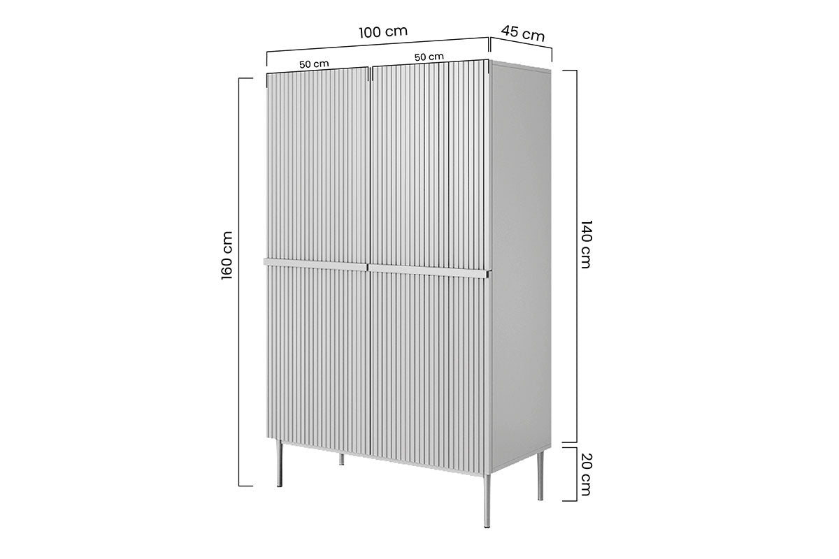 Kredens Nicole z metalowymi uchwytami i nogami 100 cm - czarny mat / czarne nóżki