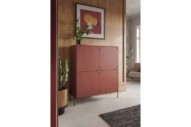 Kredens dwudrzwiowy z dwoma ukrytymi szufladami Sonatia 120 cm - burgund