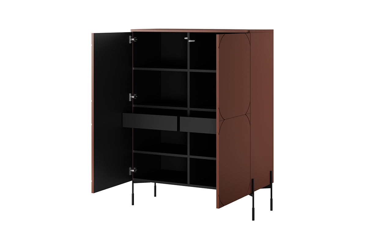 Kredens dwudrzwiowy z dwoma ukrytymi szufladami Sonatia 120 cm - burgund