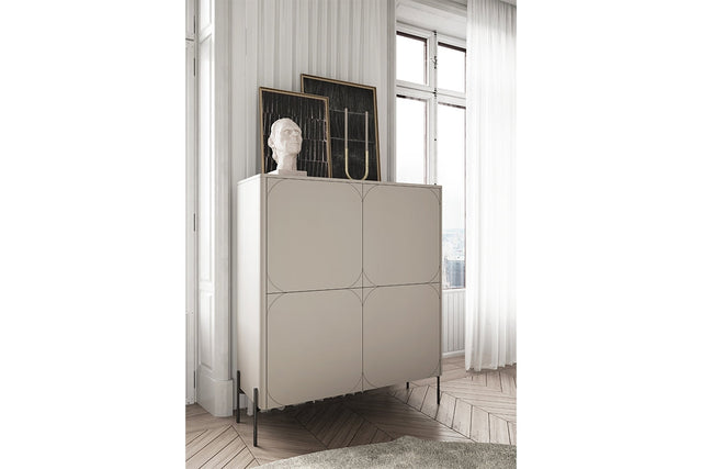 Kredens dwudrzwiowy z dwoma ukrytymi szufladami Sonatia 120 cm - kaszmir