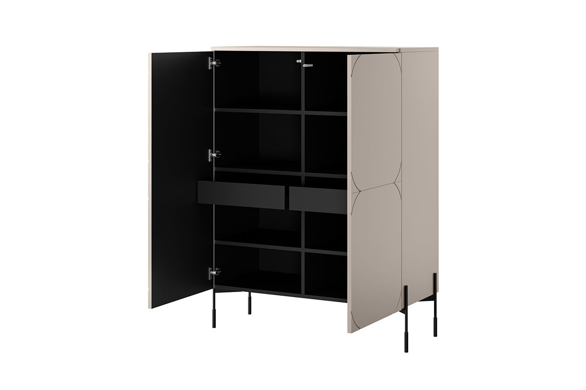 Kredens dwudrzwiowy z dwoma ukrytymi szufladami Sonatia 120 cm - kaszmir