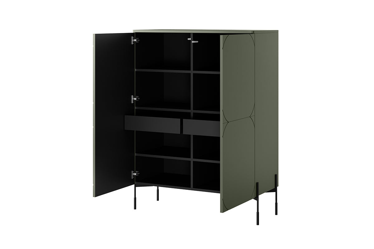 Kredens dwudrzwiowy z dwoma ukrytymi szufladami Sonatia 120 cm - oliwka