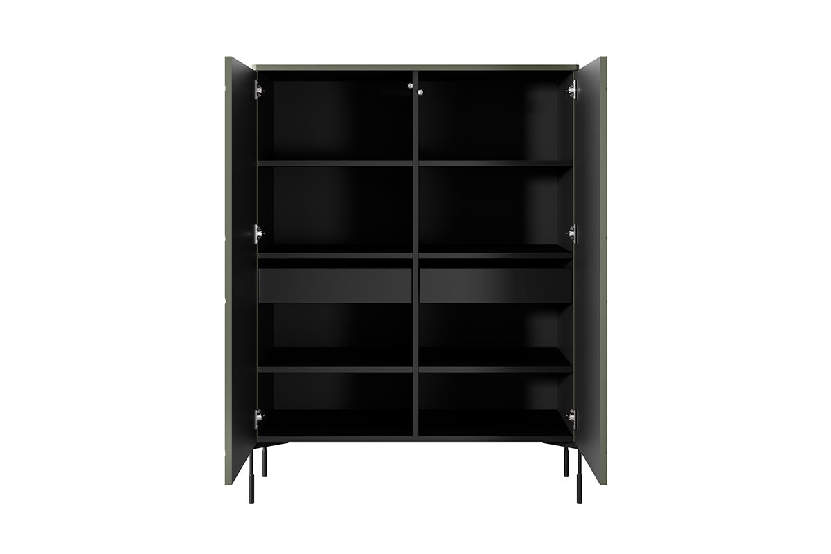 Kredens dwudrzwiowy z dwoma ukrytymi szufladami Sonatia 120 cm - oliwka