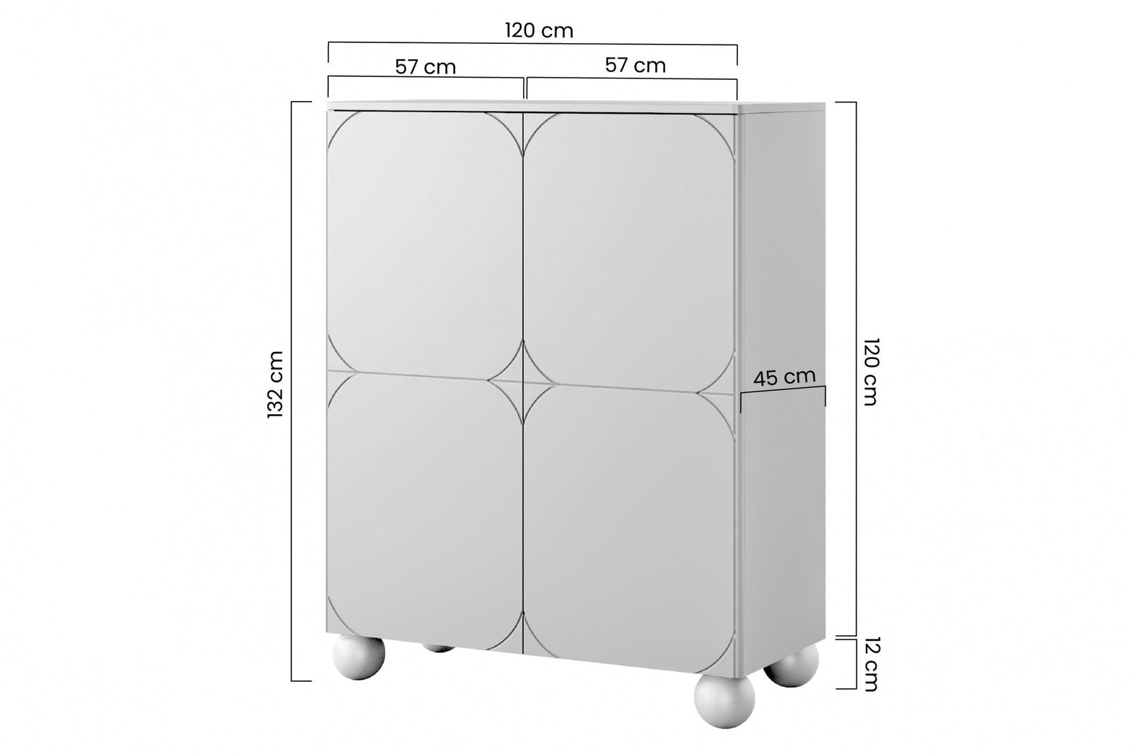Kredens dwudrzwiowy z dwoma ukrytymi szufladami Sonatia II 120 cm - oliwka