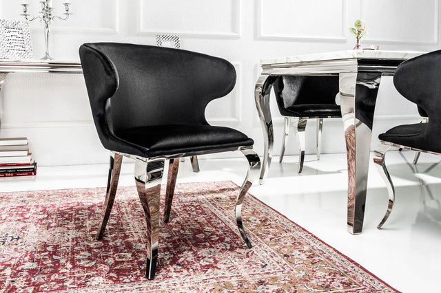 Krzesło Barock III Silver black z podłokietnikiem / 38871 / INVICTA INTERIOR