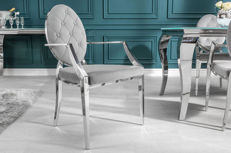 Krzesło Barock Silver szary z podłokietnikiem / 38343  / INVICTA INTERIOR
