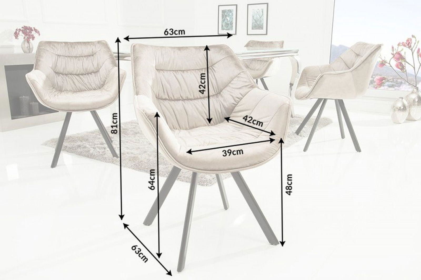 Krzesło Dutch Comfort beżowy aksamit/ 38596 / INVICTA INTERIOR