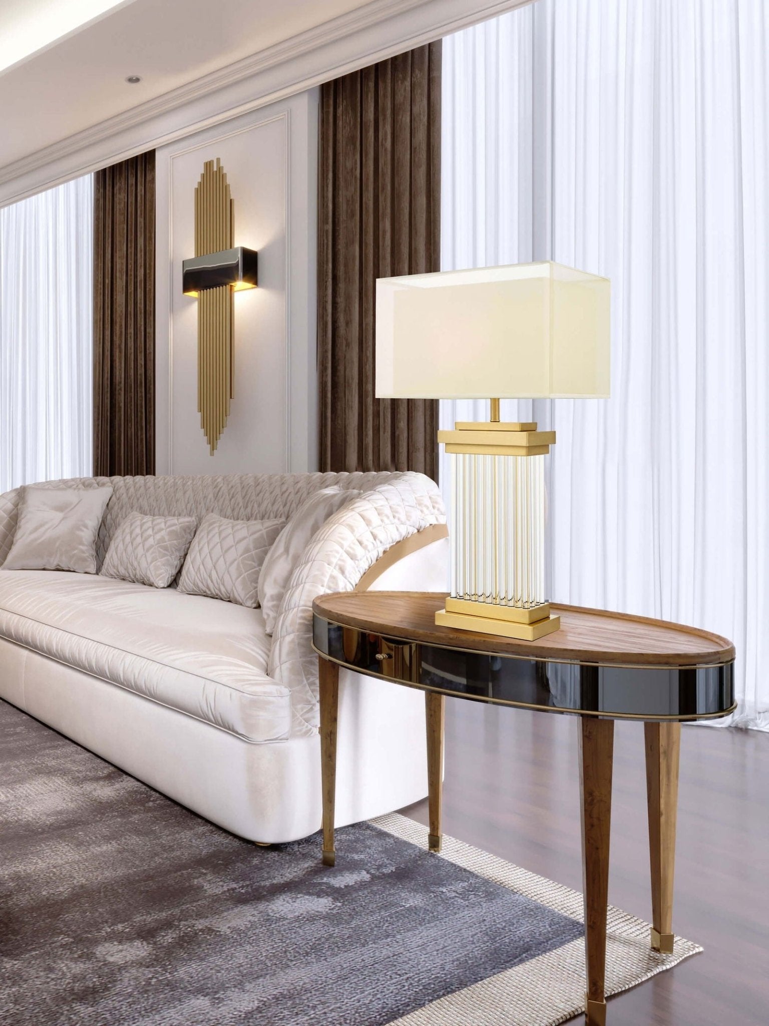 LAMPA NOCNA GLAMOUR KREMOWO - MOSIĘŻNA DAVOS
