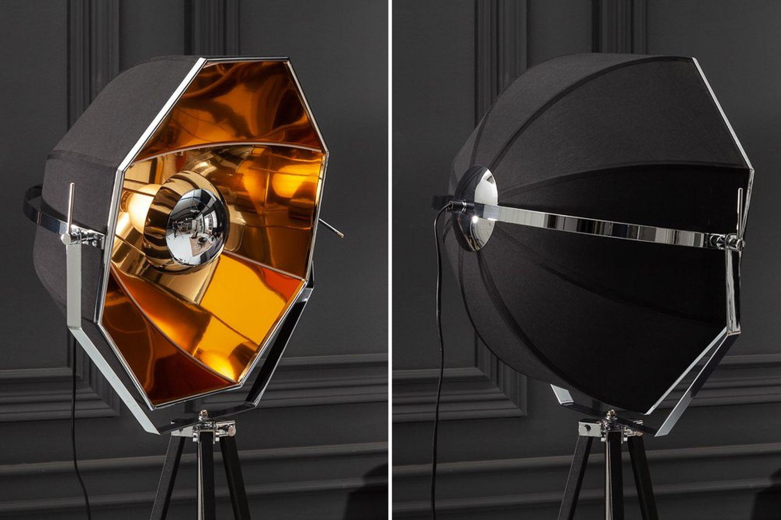 LAMPA PODŁOGOWA STUDIO CZARNO ZŁOTA / 40779 / INVICTA INTERIOR