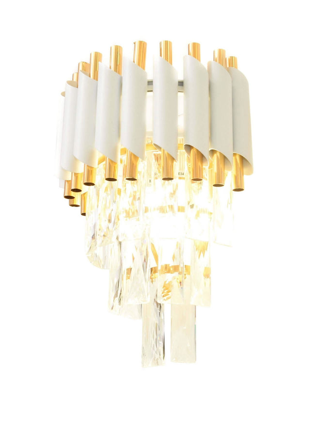 LAMPA ŚCIENNA KINKIET KRYSZTAŁOWY BIAŁO-ZŁOTY MAZINI W2