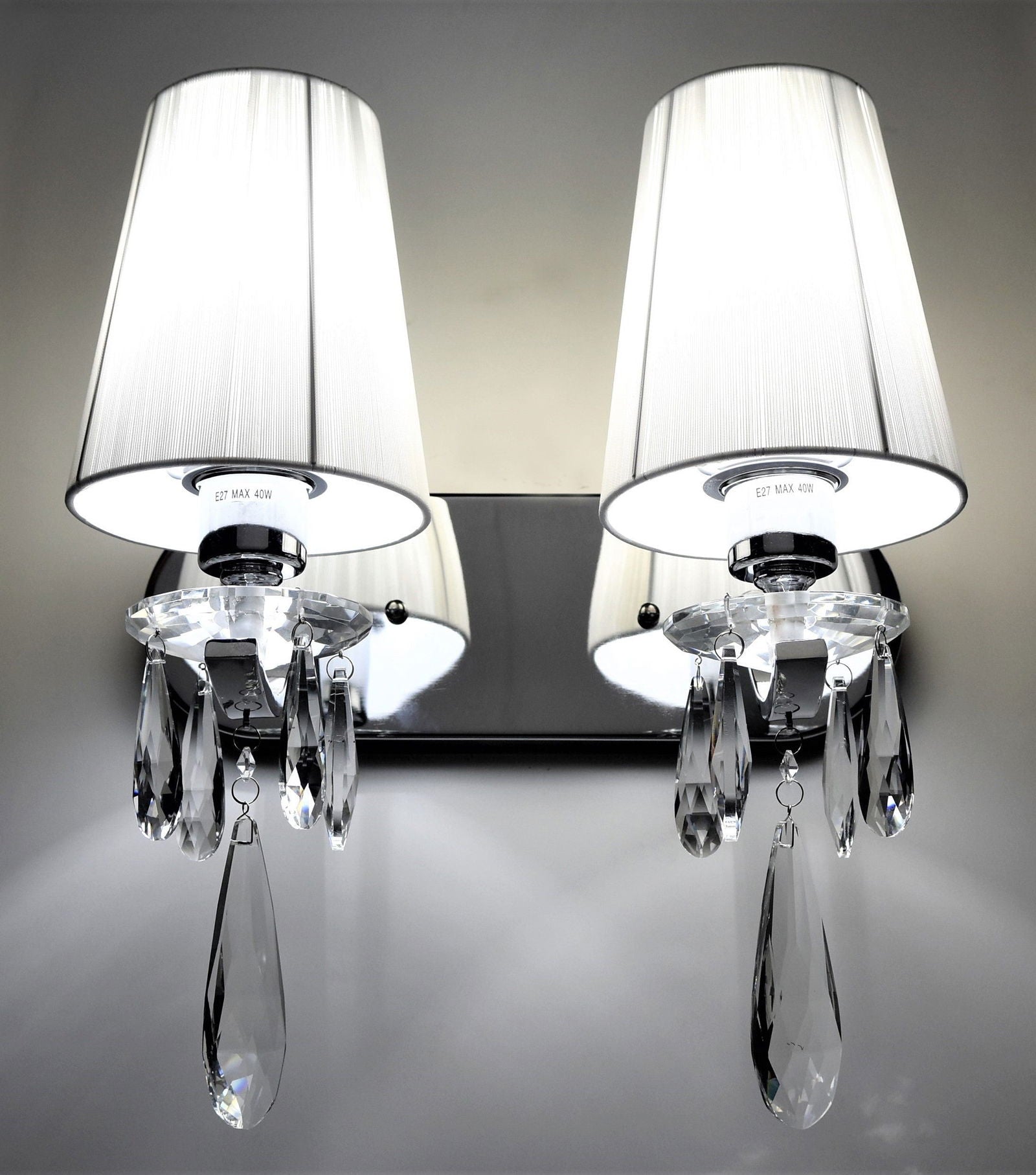 LAMPA ŚCIENNA KINKIET KRYSZTAŁOWY BIAŁY ALESSIA W2