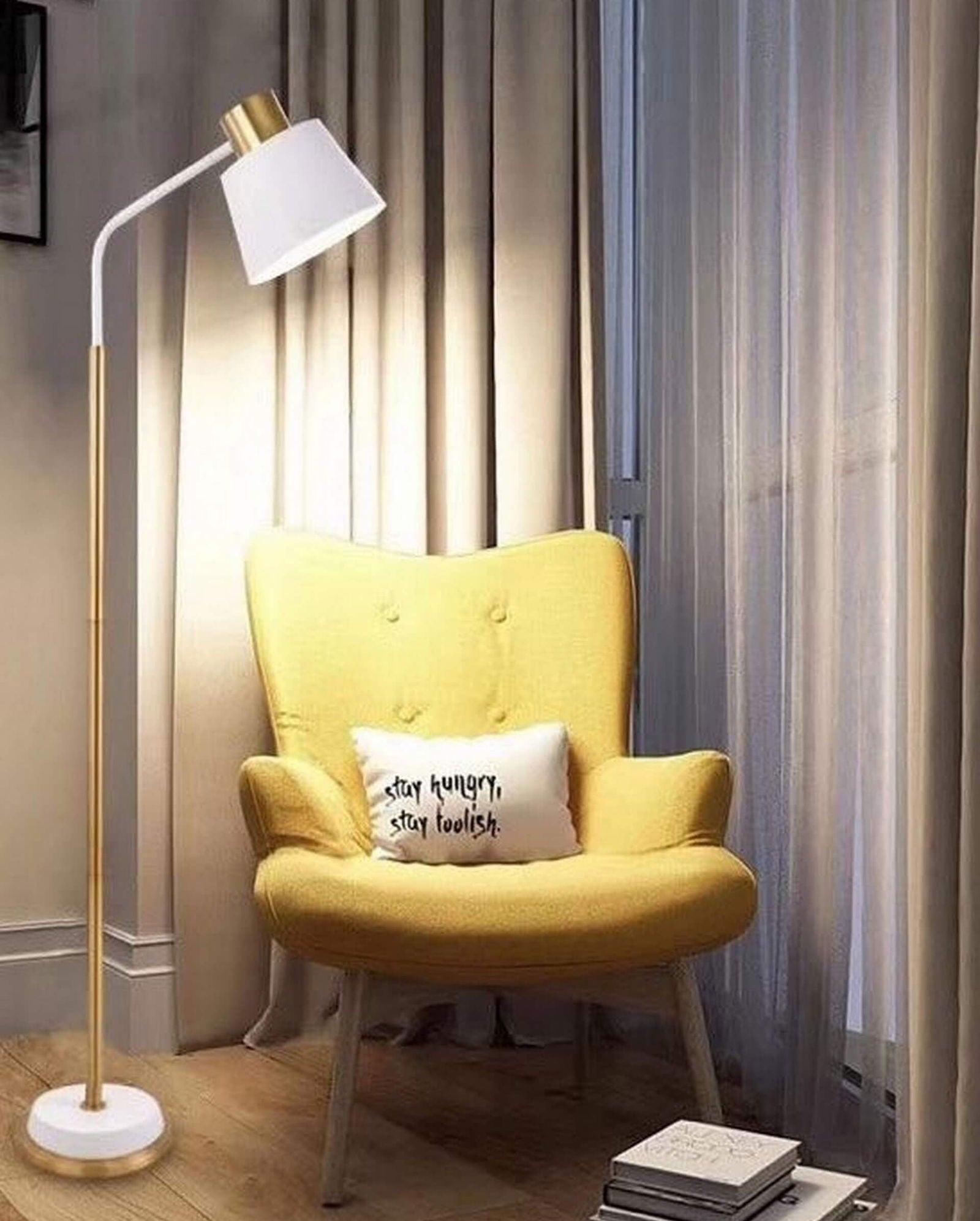 LAMPA STOJĄCA PODŁOGOWA MOSIĘŻNA ARDINI BIAŁA