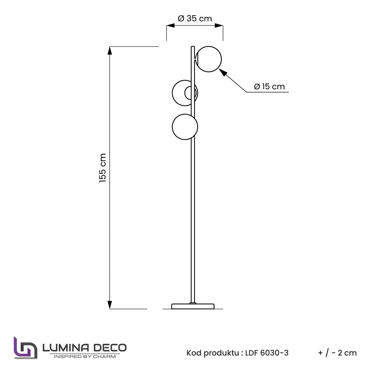 LAMPA STOJĄCA PODŁOGOWA ZŁOTA FREDICA W3
