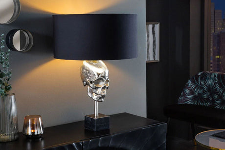 LAMPA STOŁOWA CZASZKA CZARNY / SREBRNY  / 41528    / INVICTA INTERIOR