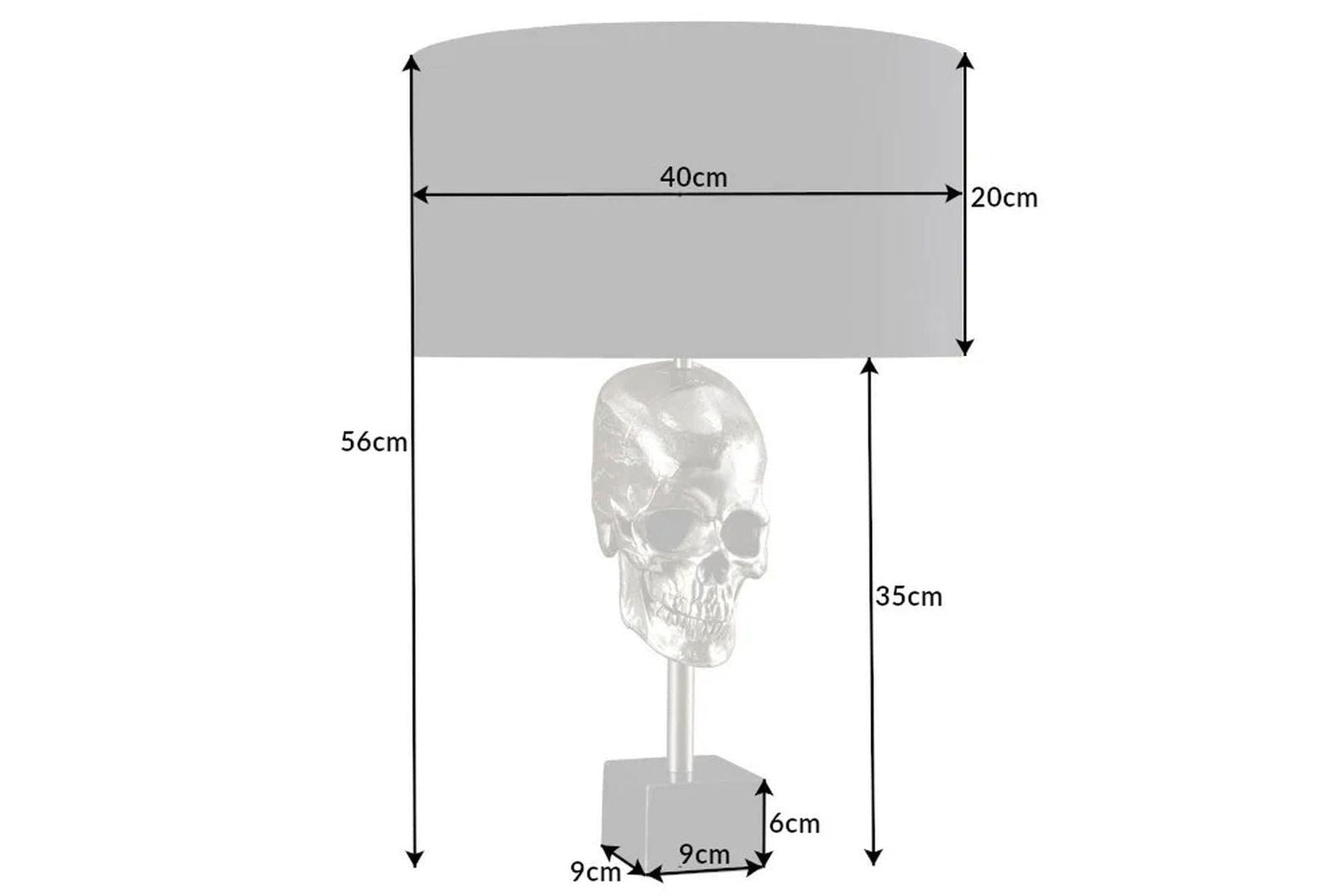 LAMPA STOŁOWA CZASZKA CZARNY / SREBRNY  / 41528    / INVICTA INTERIOR