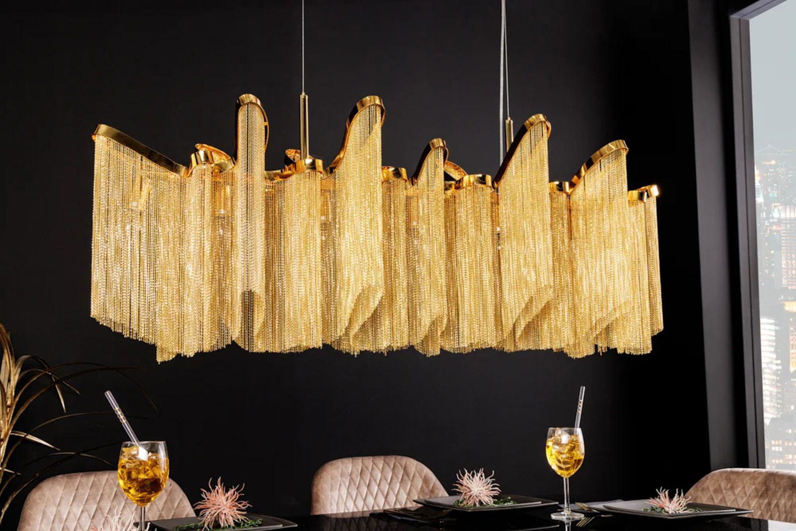LAMPA WISZĄCA ROYAL 118 CM ZŁOTA / 42003  / INVICTA INTERIOR