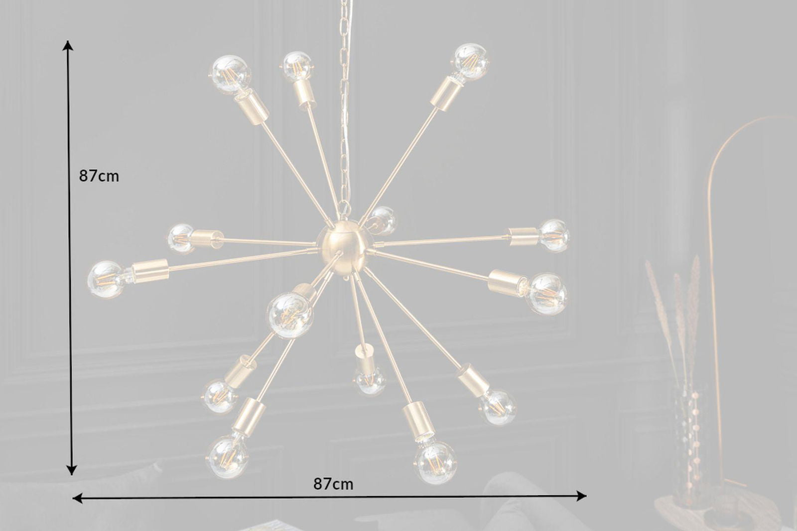 LAMPA WISZĄCA SPUTNIK 85 CM ZŁOTA / 41108 / INVICTA INTERIOR