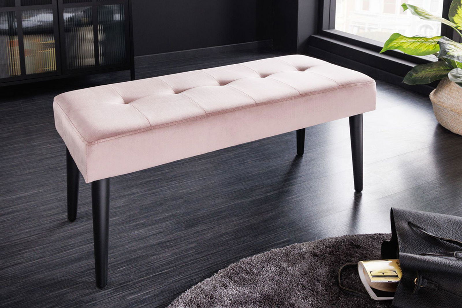 ŁAWKA BOUTIQUE RÓŻOWY AKSAMIT 95 CM / 42194  / INVICTA INTERIOR