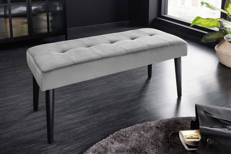 ŁAWKA BOUTIQUE SZARY AKSAMIT 95 CM / 42191  / INVICTA INTERIOR
