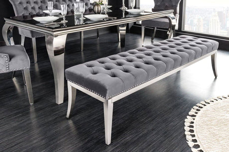 ŁAWKA DO SIEDZENIA CASTLE DELUXE SZARY AKSAMIT 165 CM / 43212 / INVICTA INTERIOR