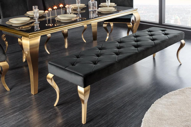 ŁAWKA MODERN BAROCK CZARNA ZŁOTA RAMA / 43386 / INVICTA INTERIOR