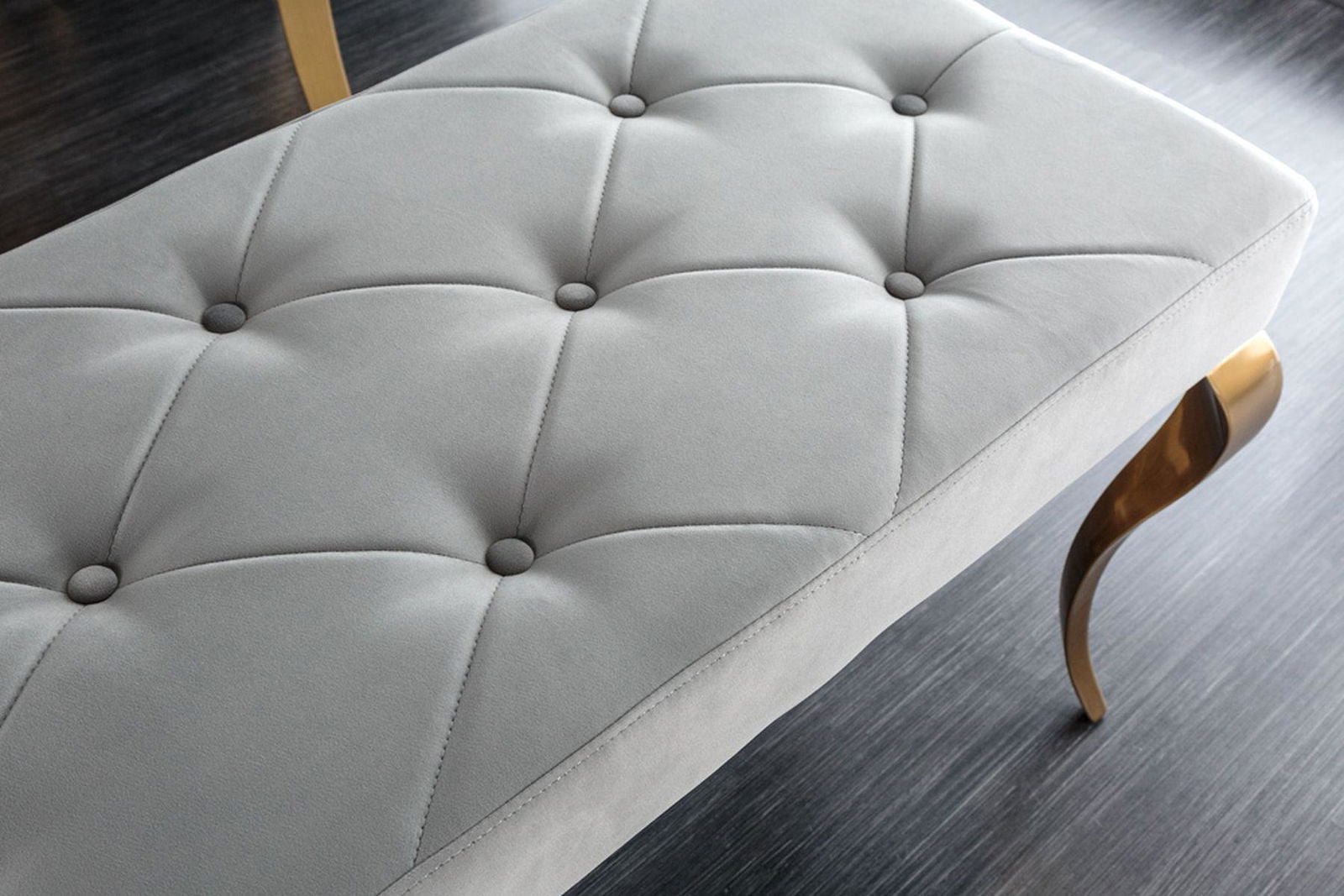 ŁAWKA MODERN BAROCK SZARA ZŁOTA RAMA / 43385 / INVICTA INTERIOR