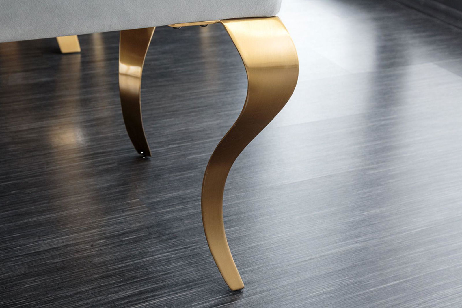 ŁAWKA MODERN BAROCK SZARA ZŁOTA RAMA / 43385 / INVICTA INTERIOR