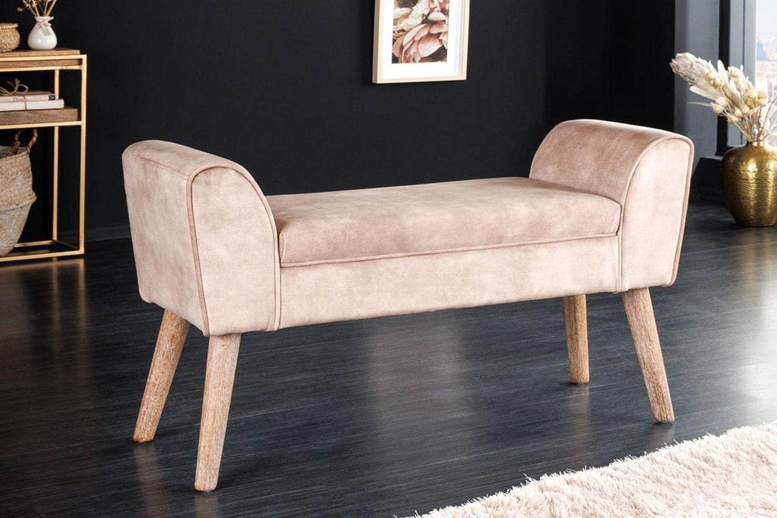 ŁAWKA SCARLETT 90 CM BEŻOWA KAWA / 43279  / INVICTA INTERIOR