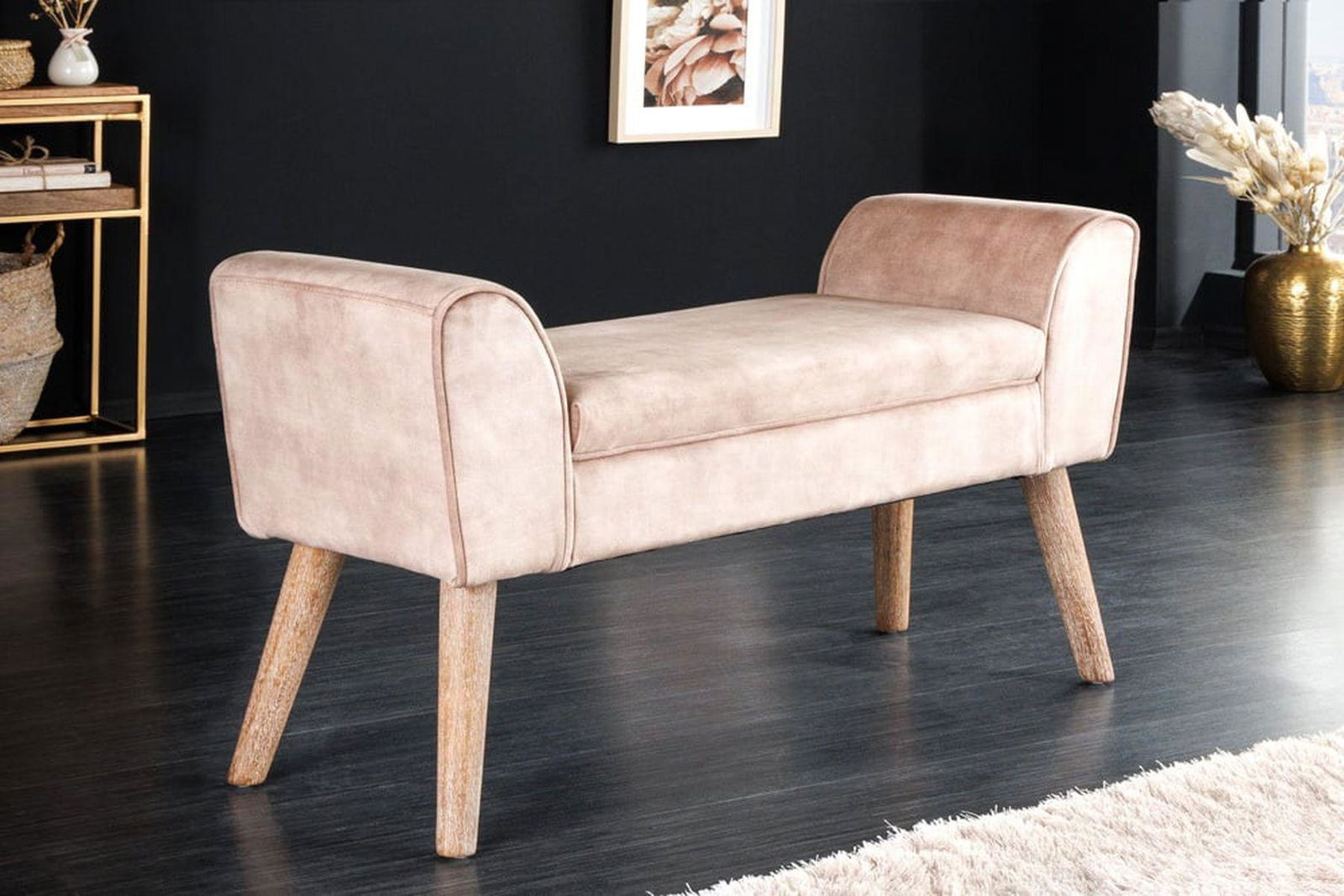 ŁAWKA SCARLETT 90 CM BEŻOWA KAWA / 43279  / INVICTA INTERIOR
