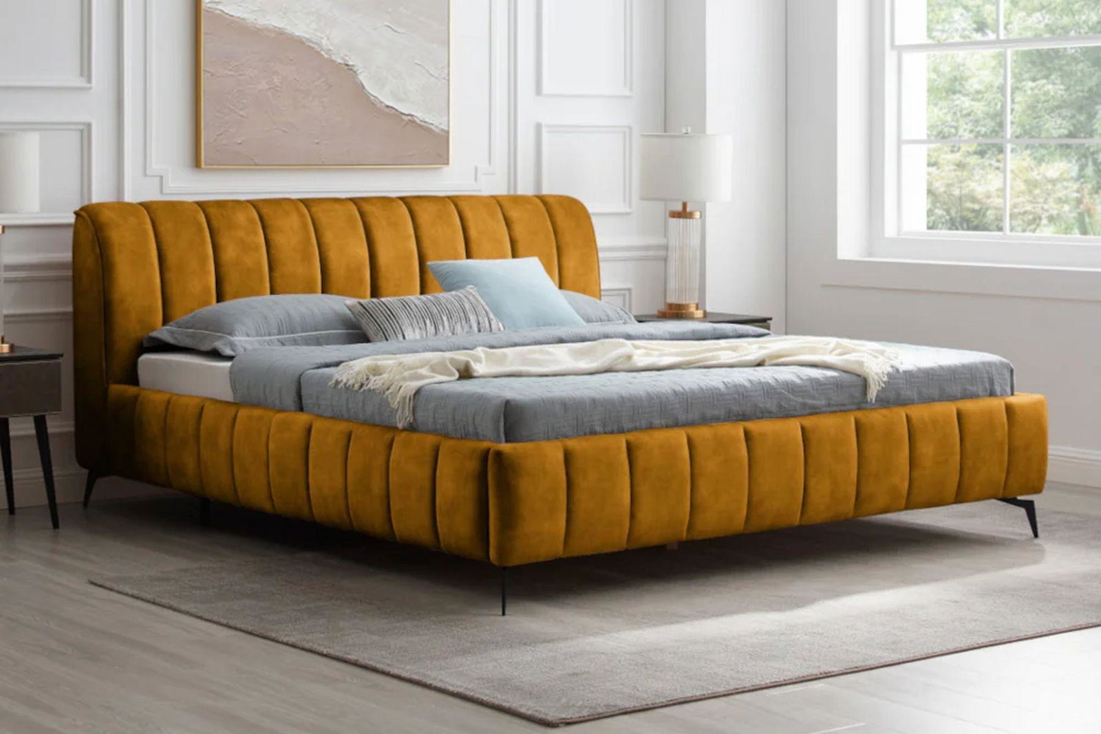 ŁÓŻKO AMSTERDAM ŻÓŁTY AKSAMIT / 41440  / INVICTA INTERIOR