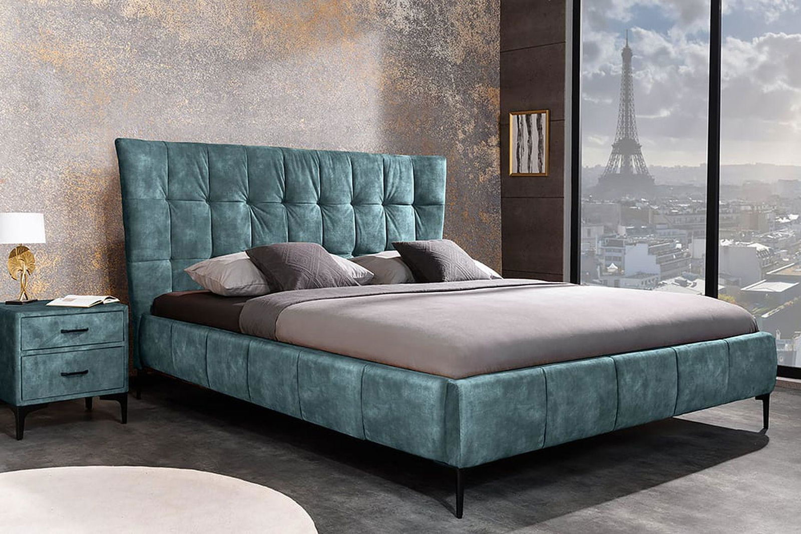 ŁÓŻKO BOUTIQUE NIEBIESKI 180 X 200 CM / 41428 / INVICTA INTERIOR