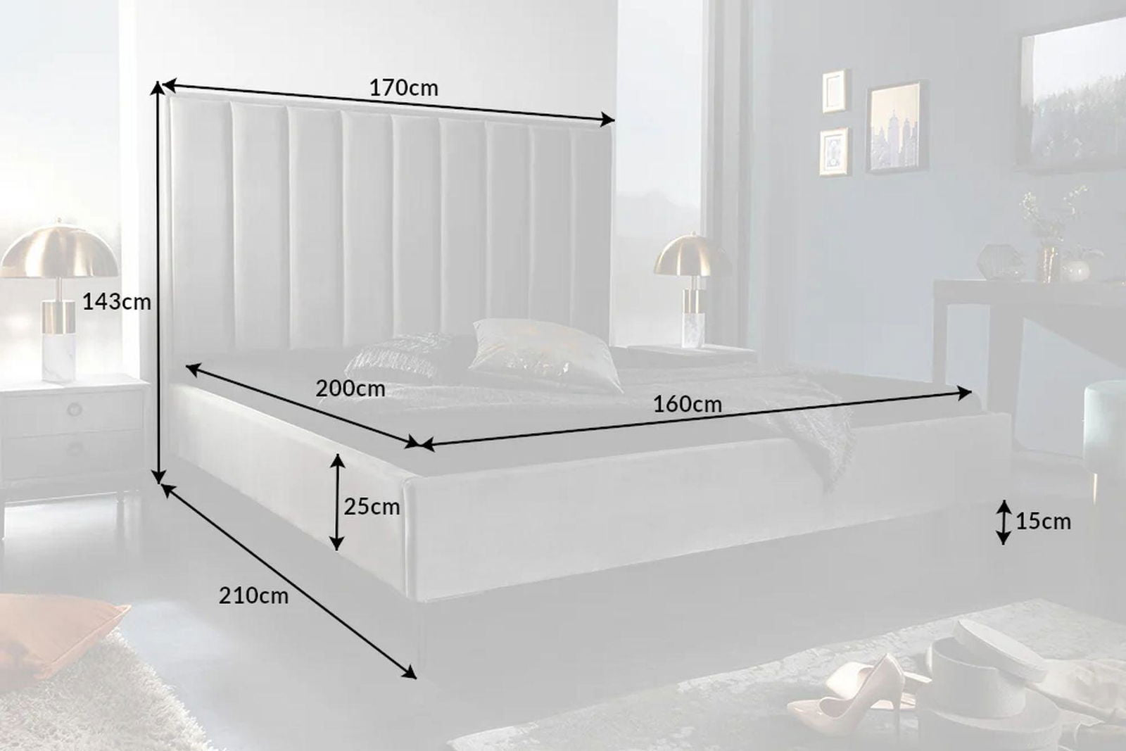 ŁÓZKO COSMOPOLITE 160 CM SREBRNOSZARE / 40558  / INVICTA INTERIOR