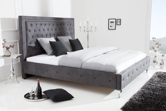 ŁÓŻKO EXTRAVAGANCIA CIEMNY SZARY ANTYK 180 X 200 / 38484 / INVICTA INTERIOR