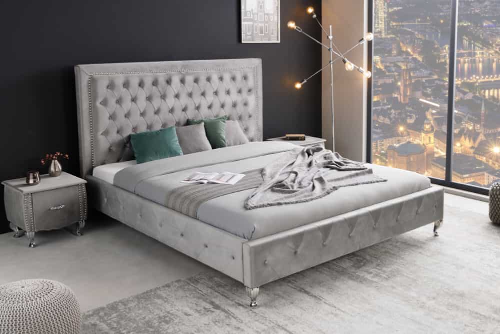 ŁÓŻKO EXTRAVAGANCIA SREBRNO SZARY 180 X 200 / 38968 / INVICTA INTERIOR