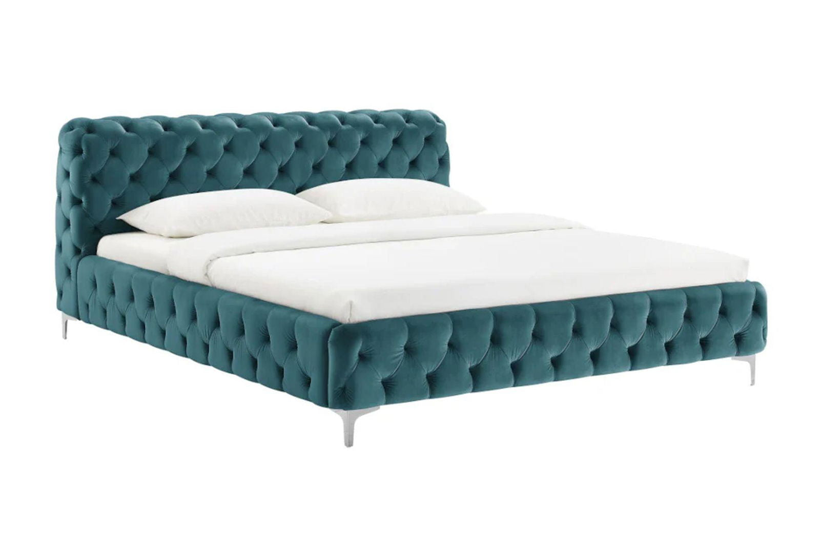 ŁÓŻKO MODERN BAROCK TURKUSOWY AKSAMIT / 41438  / INVICTA INTERIOR