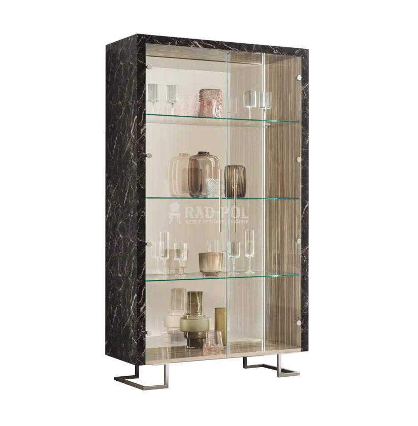 LUCE DARK WŁOSKA WITRYNA 2 DRZWIOWA z półkami szklanymi 118 CM / ADORA /  ARREDOCLASSIC