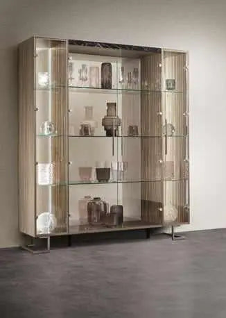 LUCE DARK WŁOSKA WITRYNA 4 DRZWIOWA z półkami szklanymi 188CM / ADORA / ARREDOCLASSIC