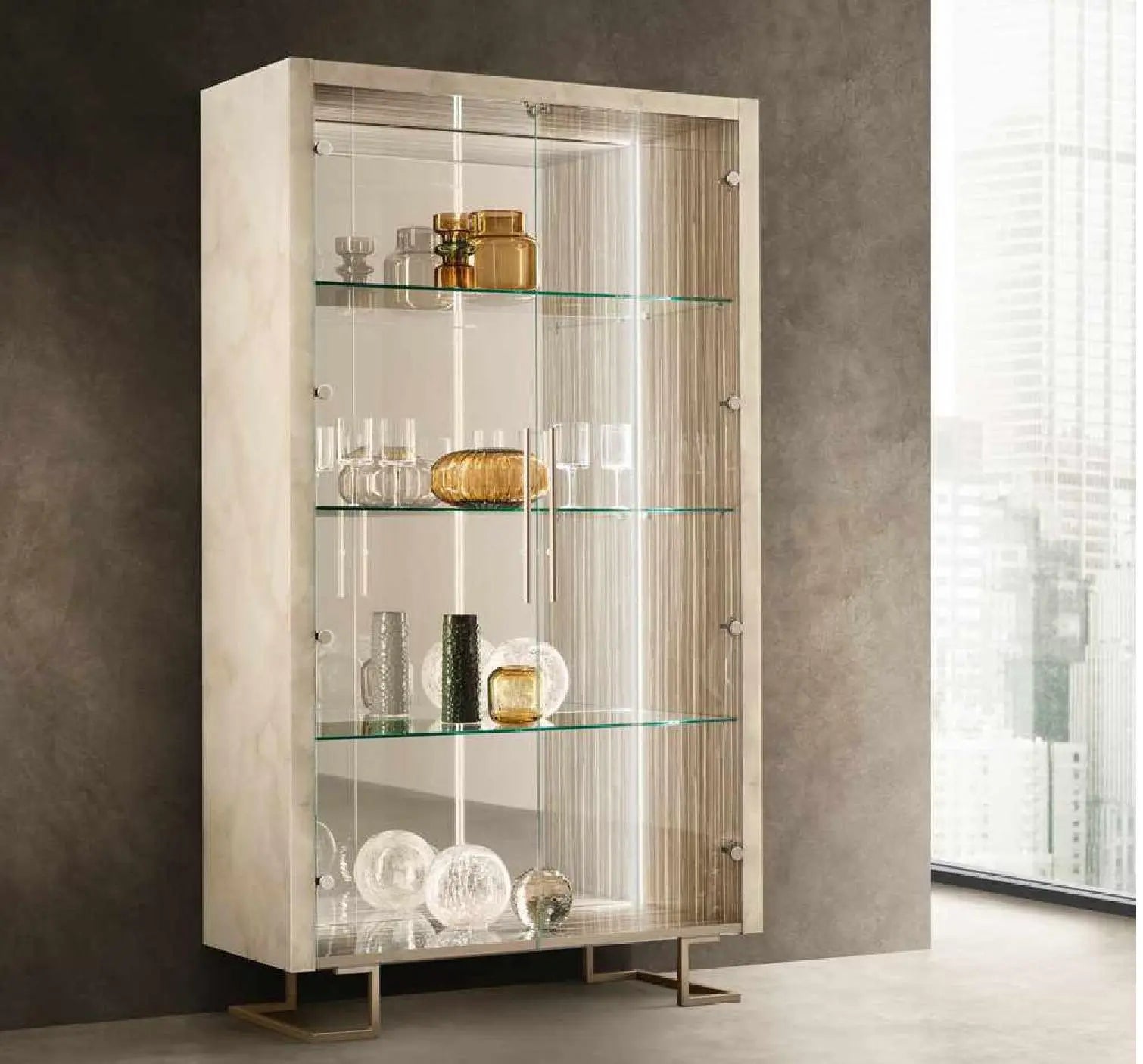 LUCE LIGHT WŁOSKA WITRYNA 2 DRZWIOWA z półkami szklanymi 118 CM / ADORA /  ARREDOCLASSIC