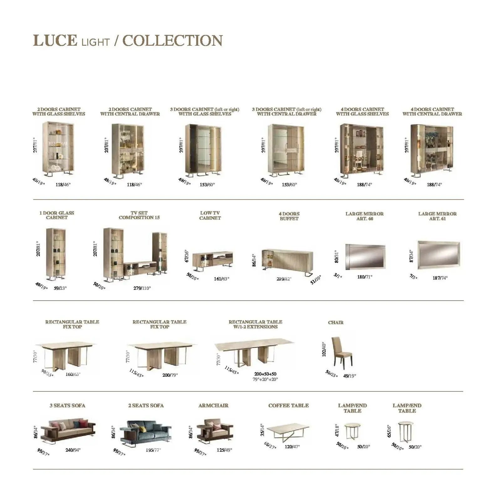 LUCE LIGHT WŁOSKA WITRYNA 3 DRZWIOWA z półkami szklanymi 153 CM / ADORA /  ARREDOCLASSIC
